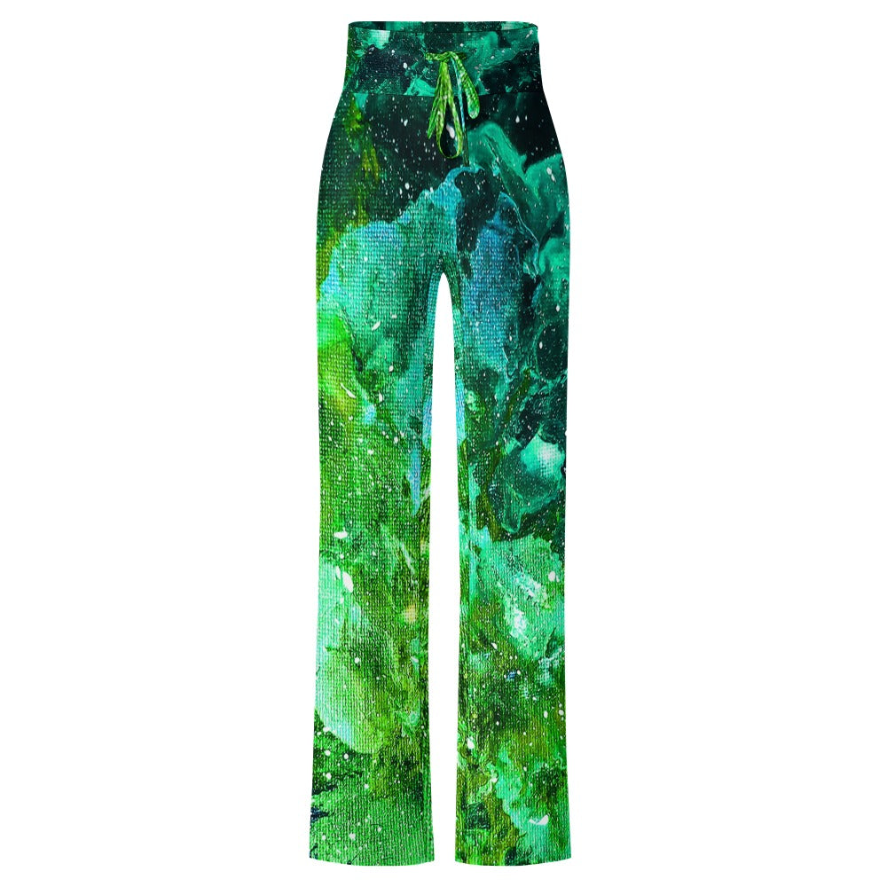 Galactic Love Green Straight Lace-Up Yoga Pants