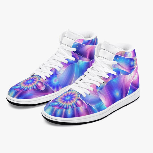 Ascension Tie-Dye AJ1 Black High-Top Leather Sneakers