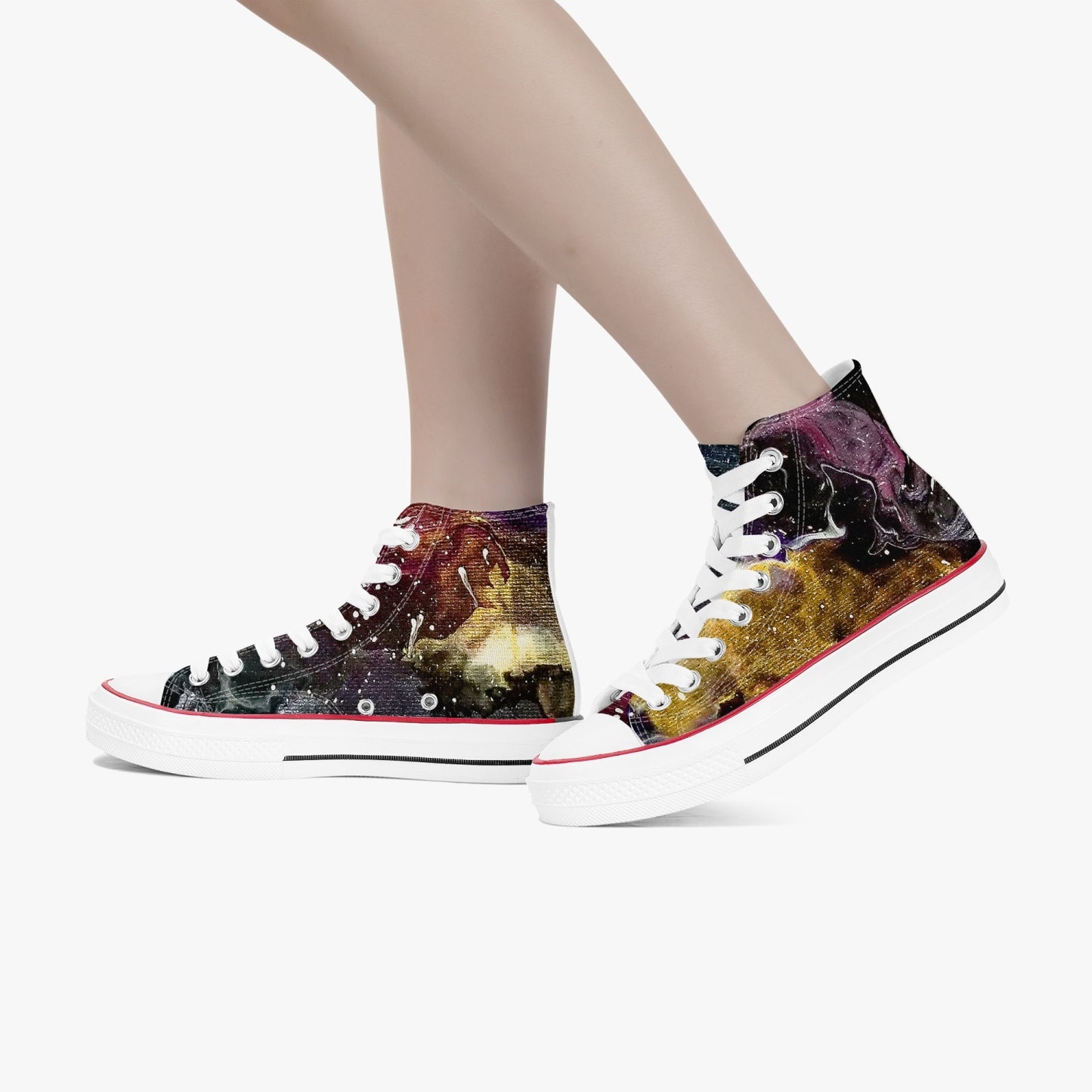 Galactic Clouds High-Top Canvas Shoes - White