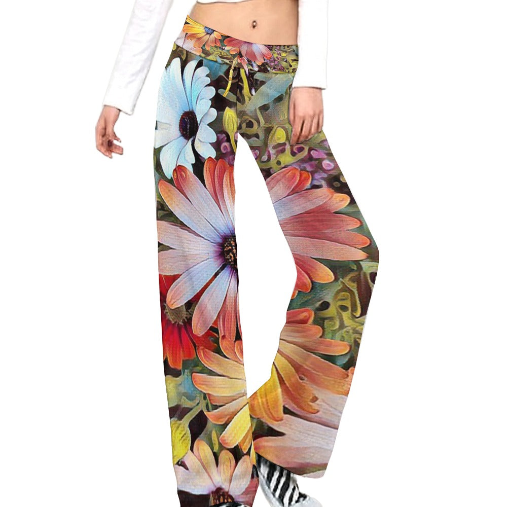 Daisies Colorful Straight Lace-Up Yoga Pants