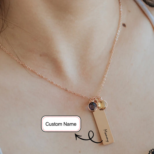 Name and Child Birthstone Necklace
