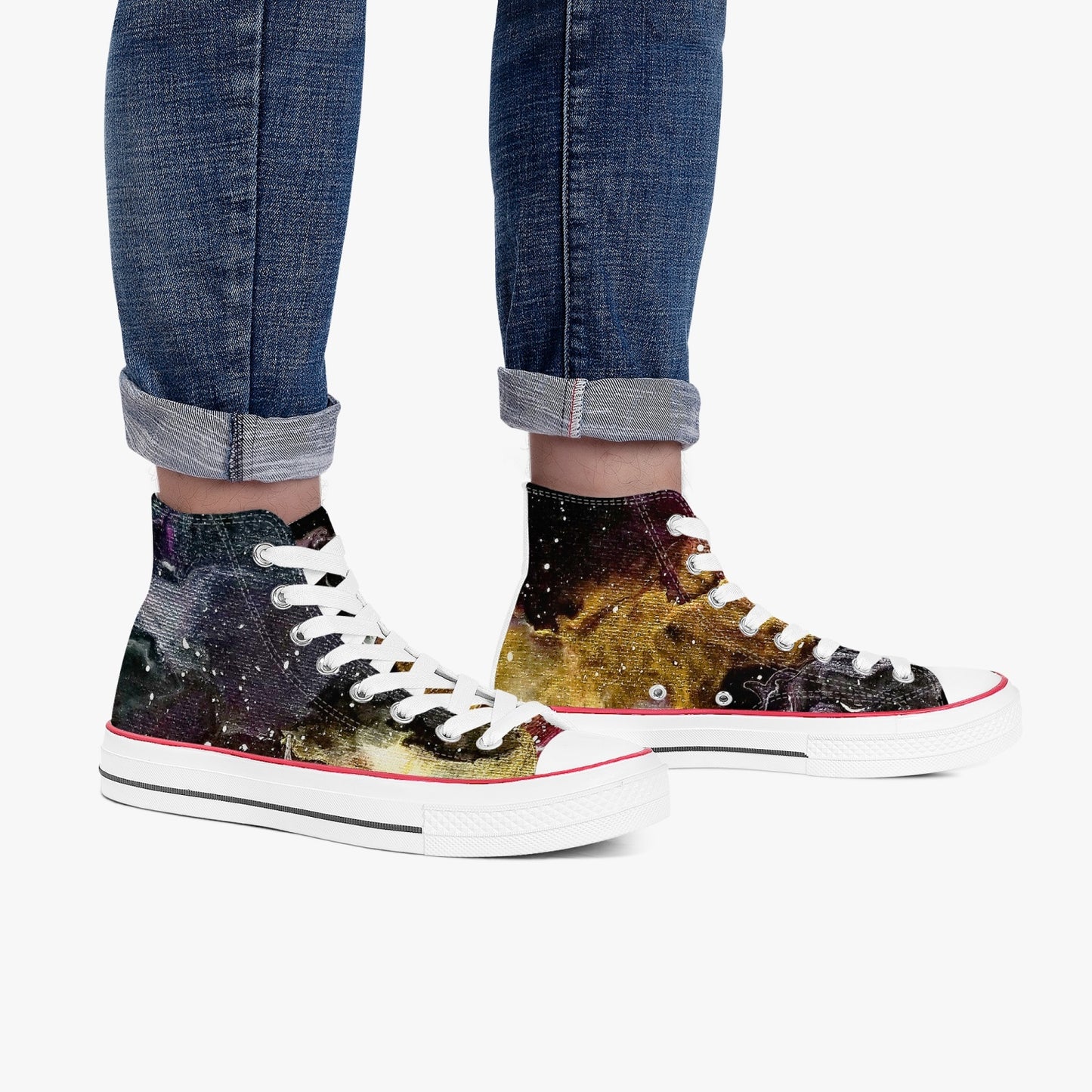 Galactic Clouds High-Top Canvas Shoes - White