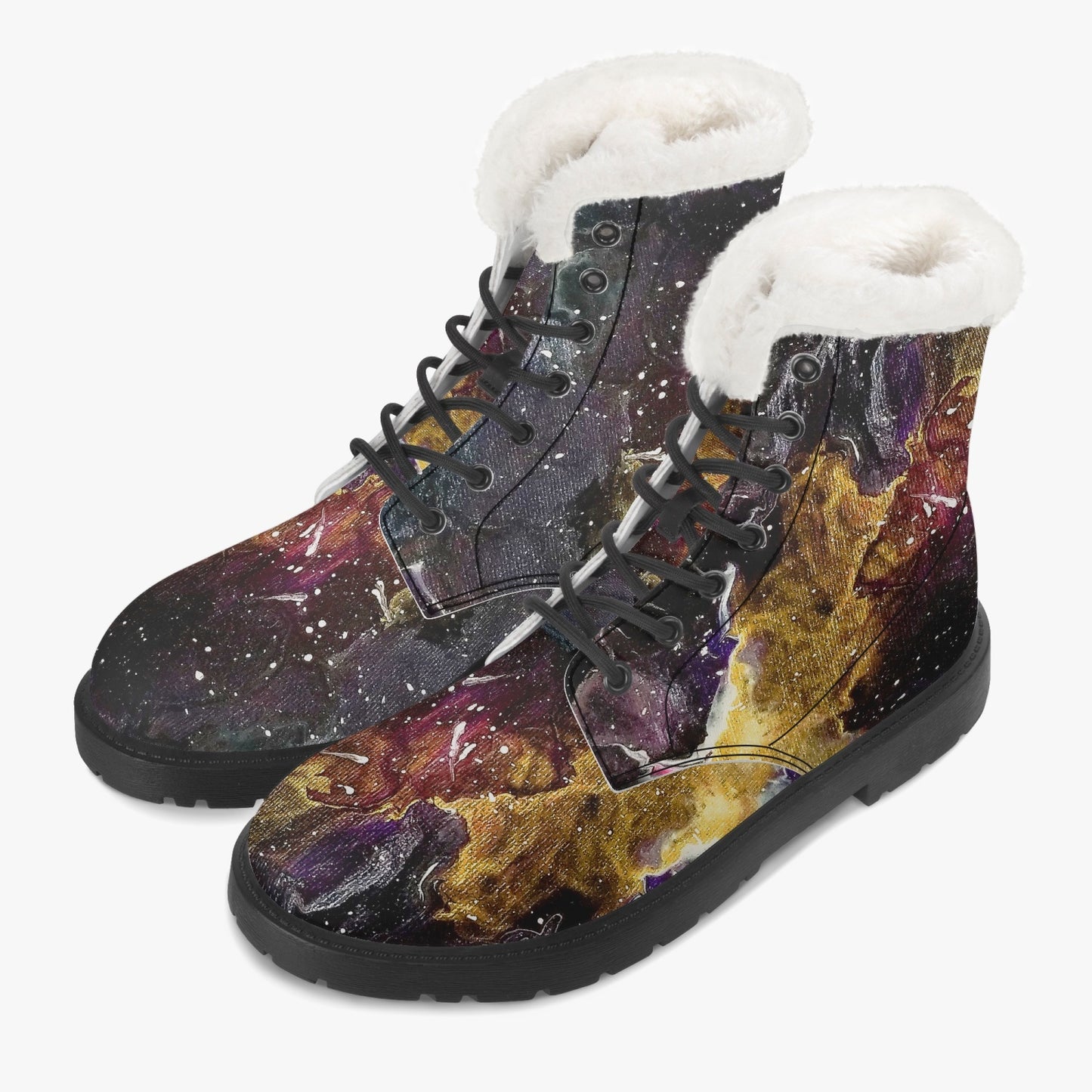 Galactic Clouds Faux Fur Leather Boots