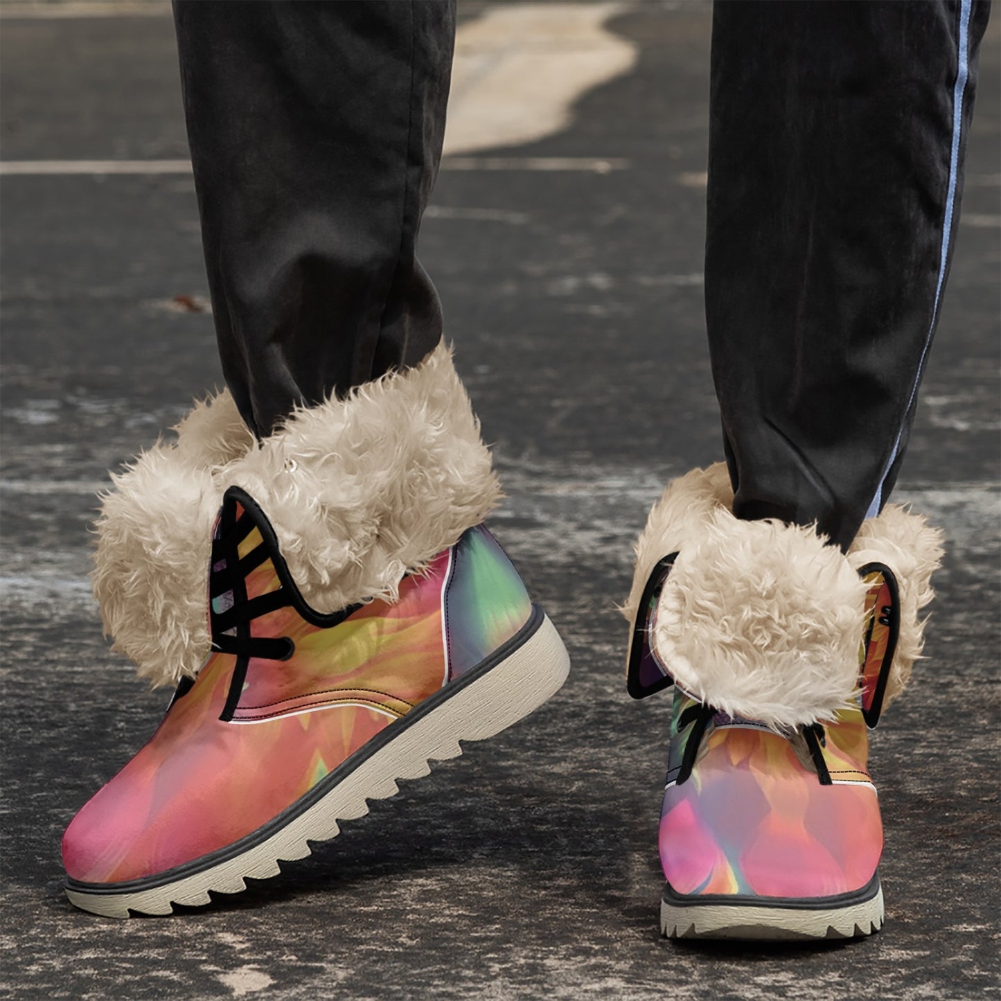 Sun Burst Cotton-pad Fur Lining Boots