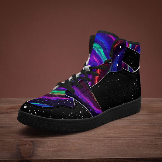 Galactic Whirlpool Black-sole AJ High Top Sneakers