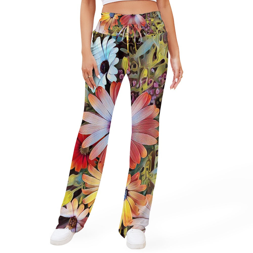 Daisies Colorful Straight Lace-Up Yoga Pants