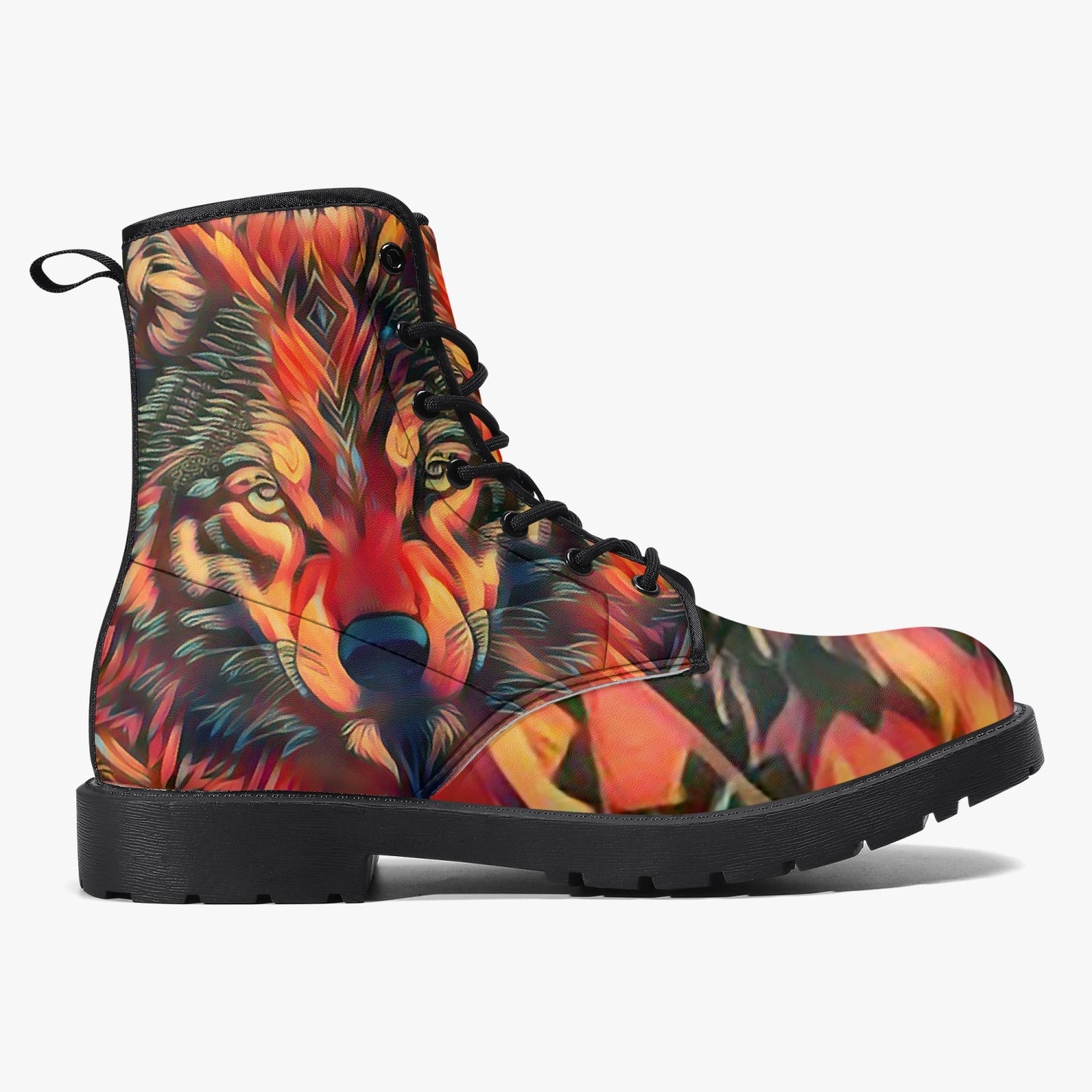 Wolf on Fire Leather Boots