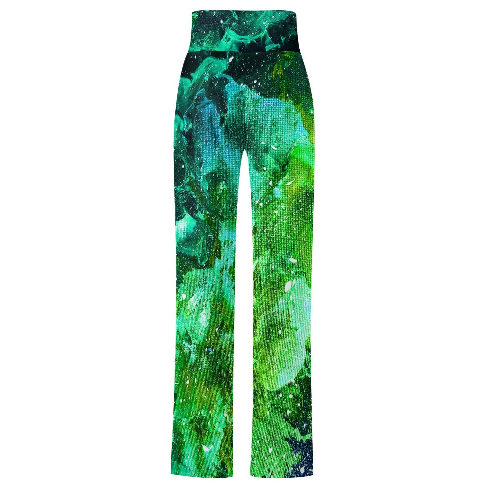 Galactic Love Green Straight Lace-Up Yoga Pants