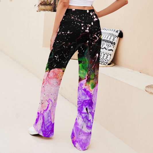 Galactic Fire Purple Straight Lace-Up Yoga Pants