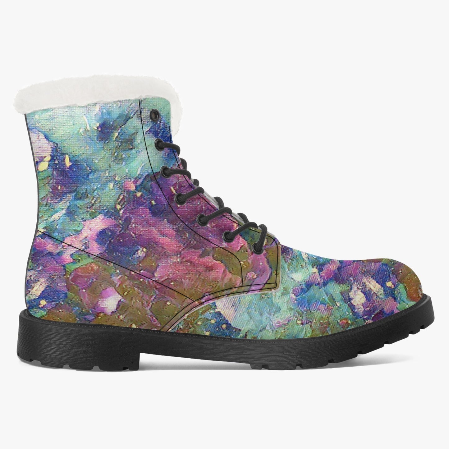 Galactic Snow Storm Faux Fur Leather Boots