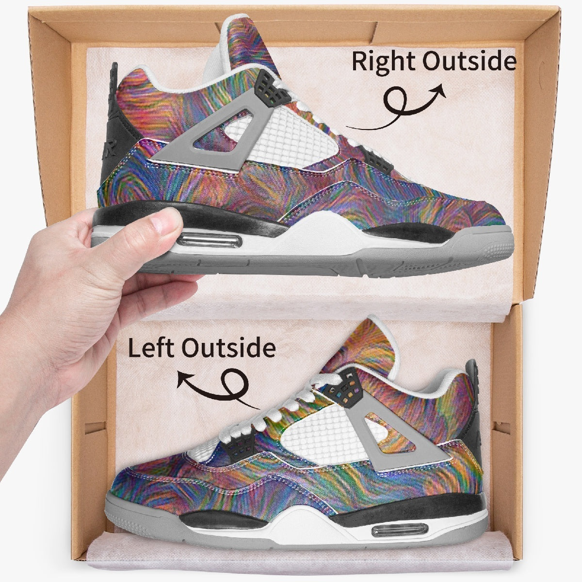 Neon Whispers AJ4 Basketball Sneakers -Grey Sole