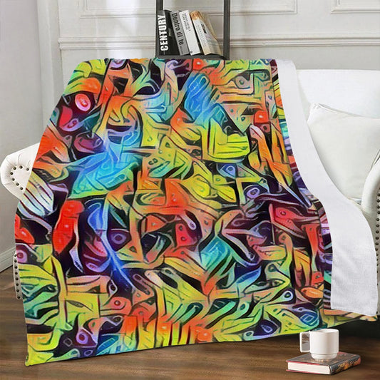Funky Whispers Dual-sided Stitched Fleece Blanket