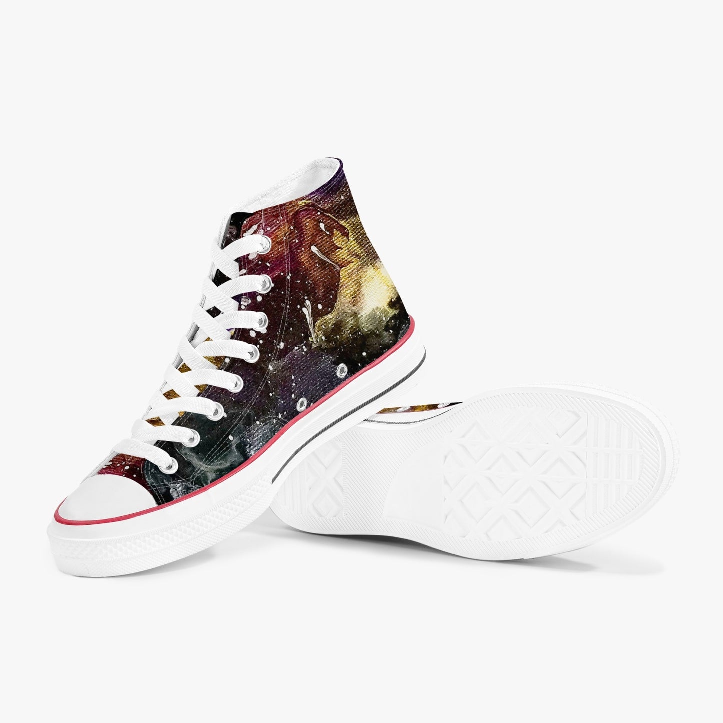 Galactic Clouds High-Top Canvas Shoes - White