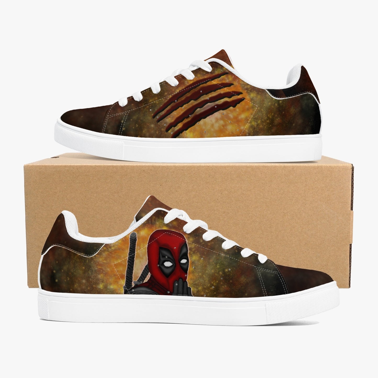 Deadpool/Wolverine Classic Low-Top Leather Sneakers - White/Black