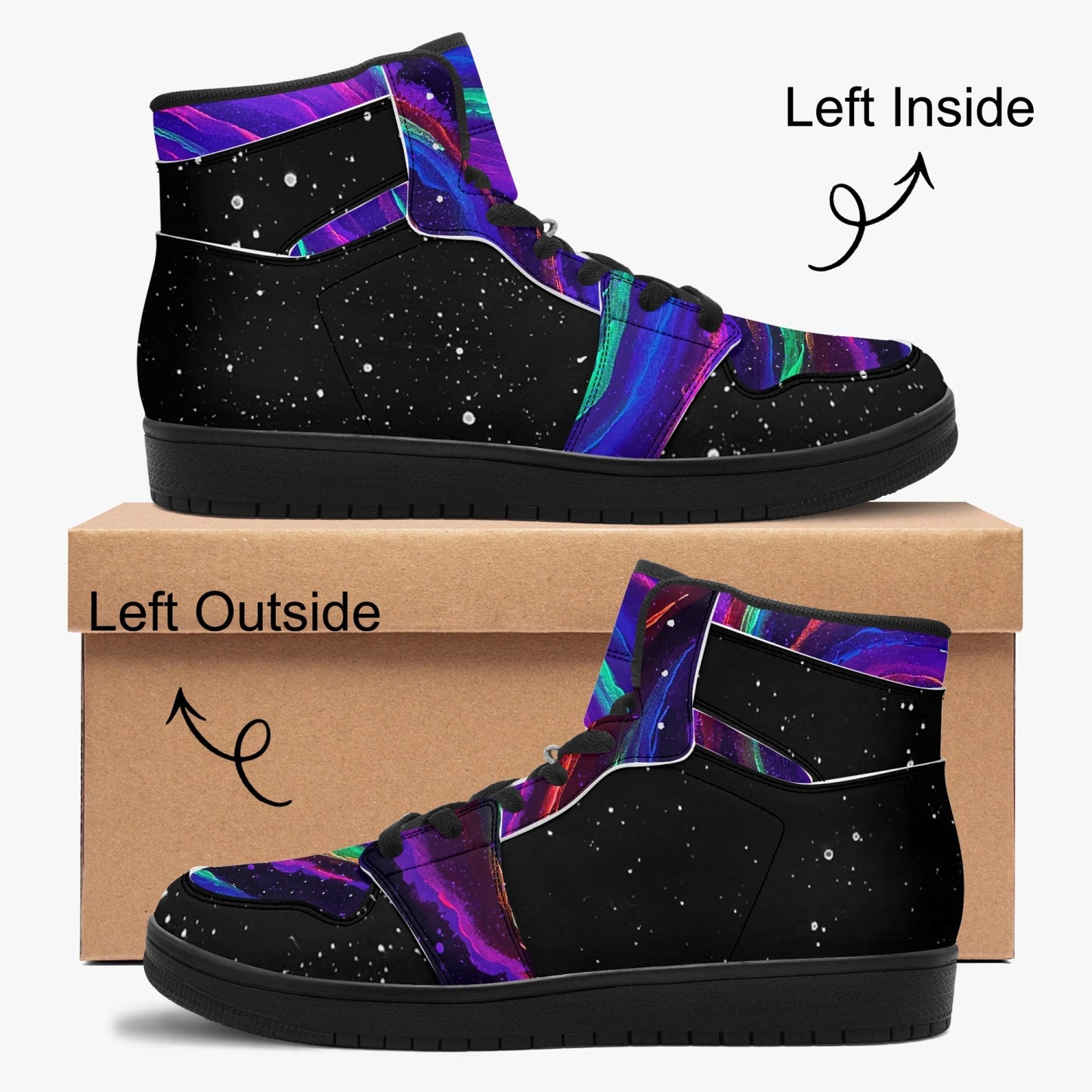 Galactic Whirlpool Black-sole AJ High Top Sneakers