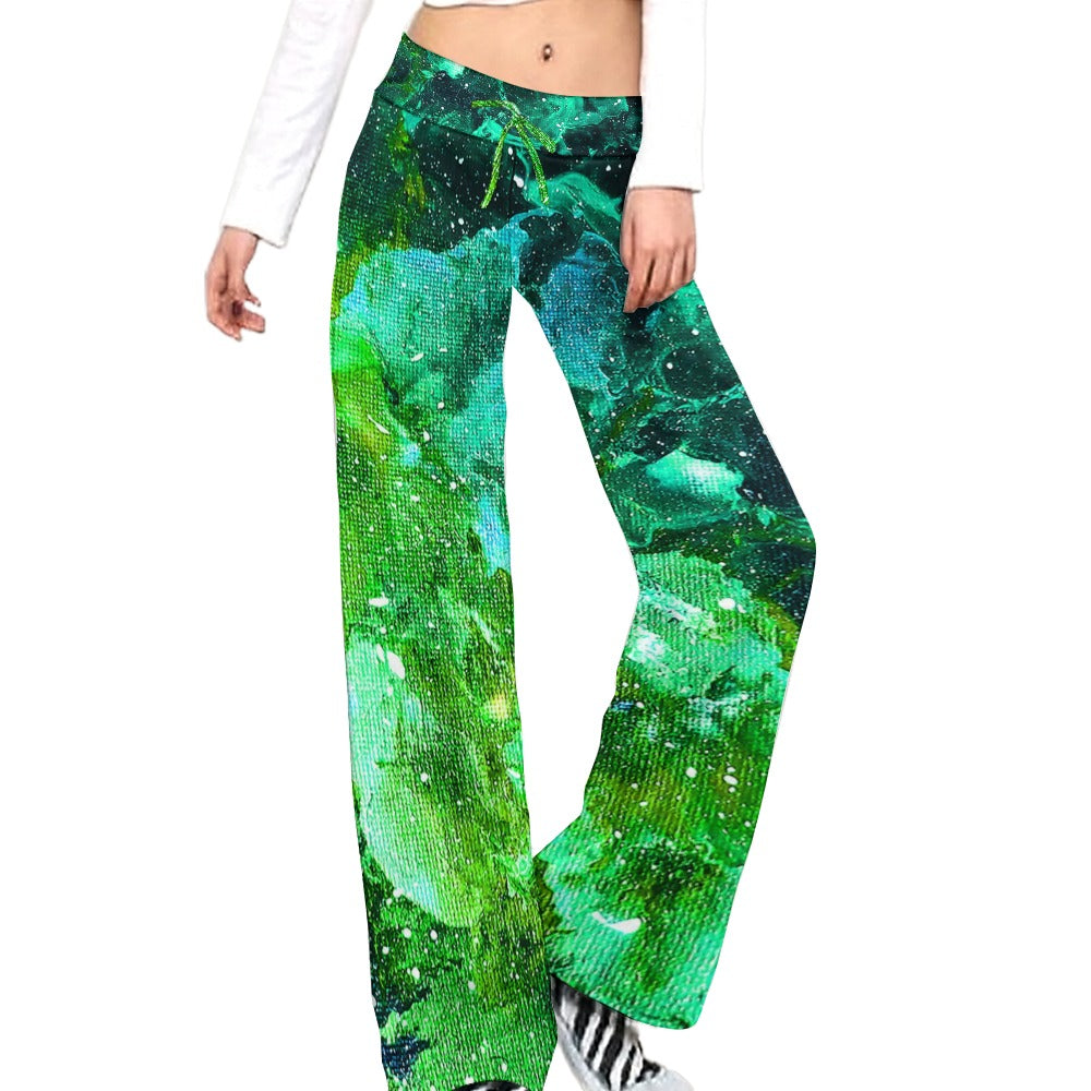 Galactic Love Green Straight Lace-Up Yoga Pants