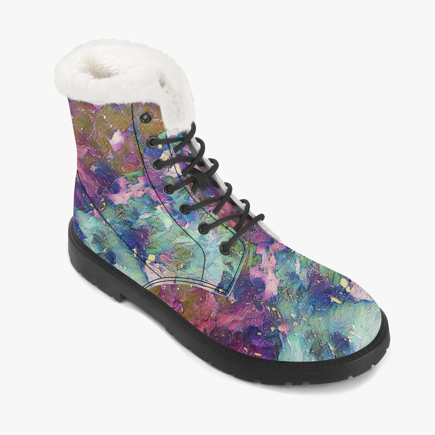 Galactic Snow Storm Faux Fur Leather Boots