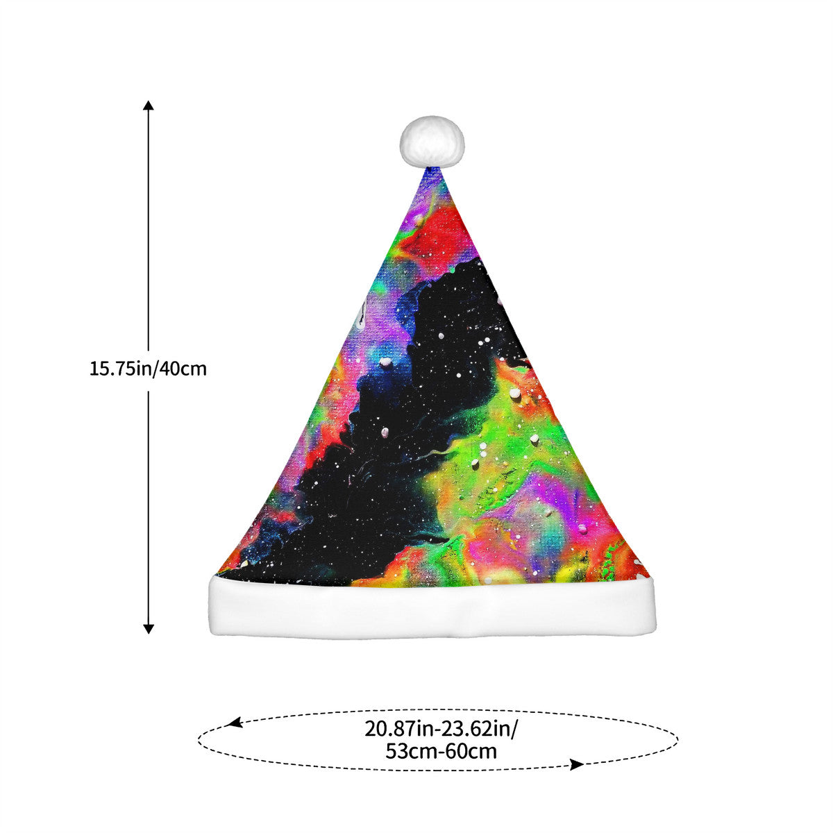 Galactic Rainbow Red Adult Glowing Plush Christmas Hat