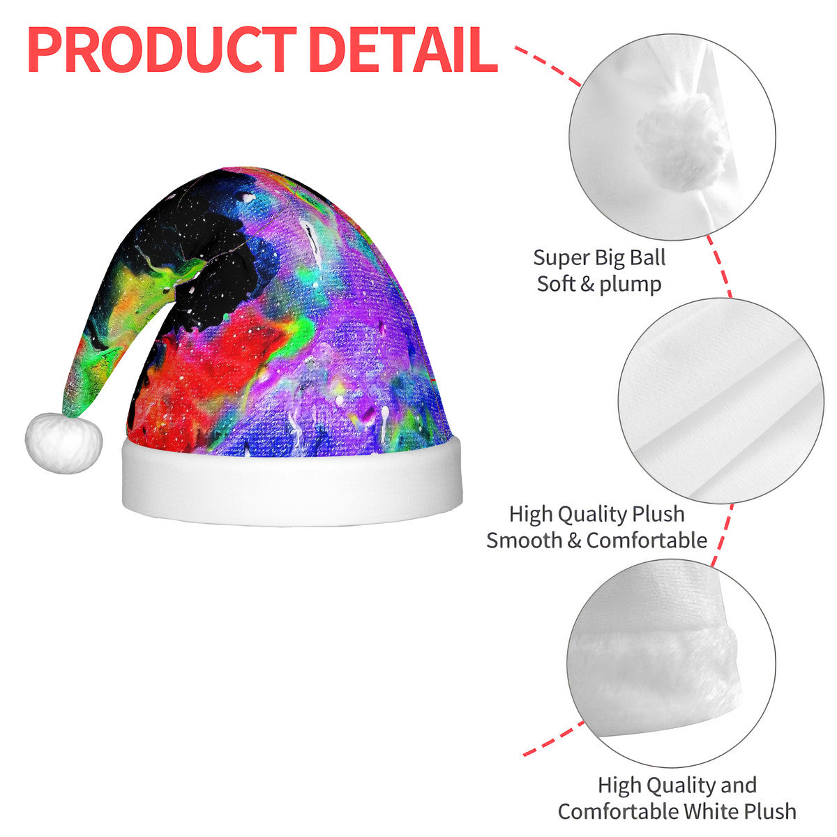 Galactic Rainbow Adult Glowing Plush Christmas Hat