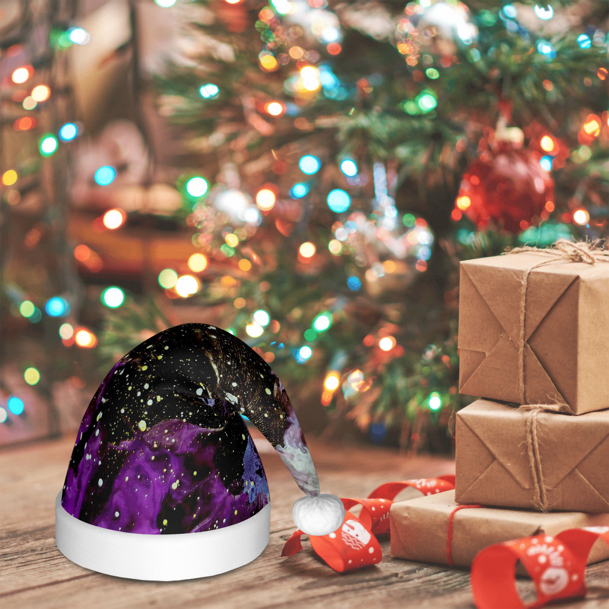 Galactic Storm Adult Glowing Plush Christmas Hat