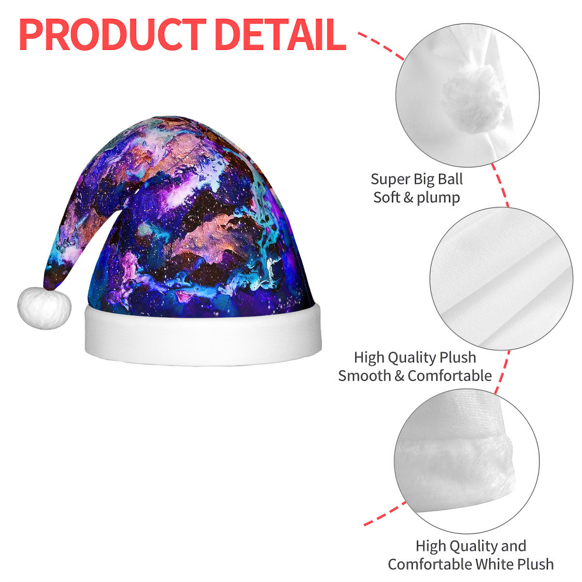 Purple Blue Galaxy Adult Glowing Plush Christmas Hat