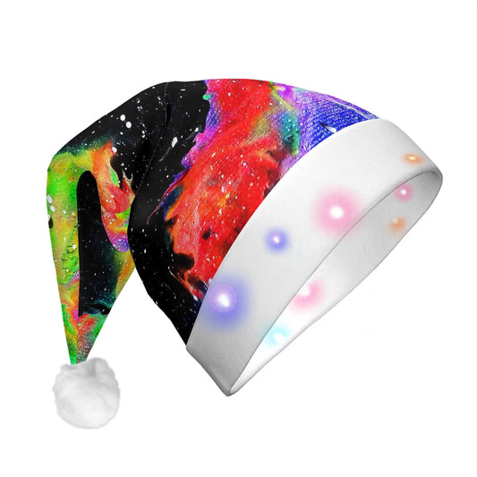 Galactic Rainbow Adult Glowing Plush Christmas Hat