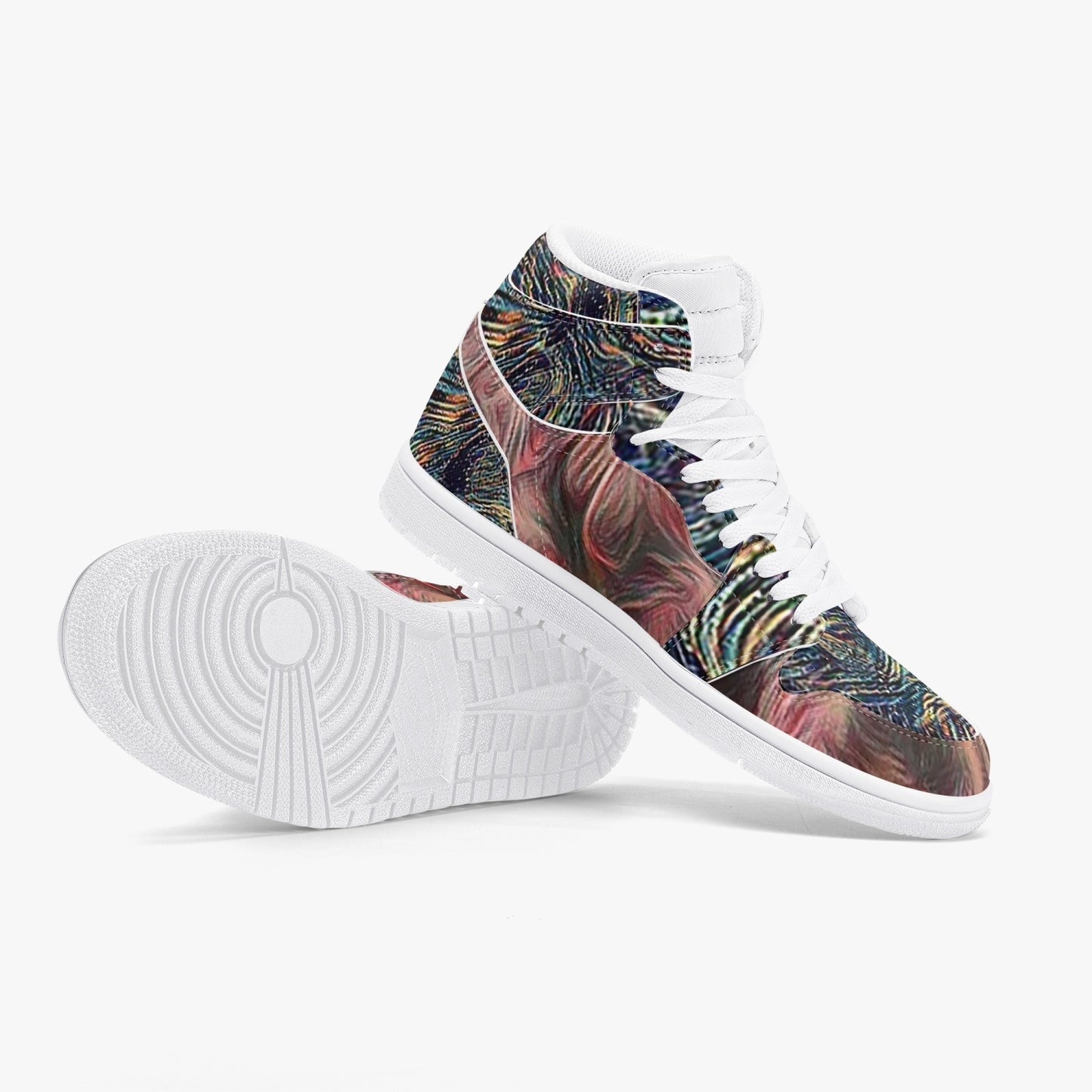 Psychedelic Trees High-Top Leather Sneakers - White