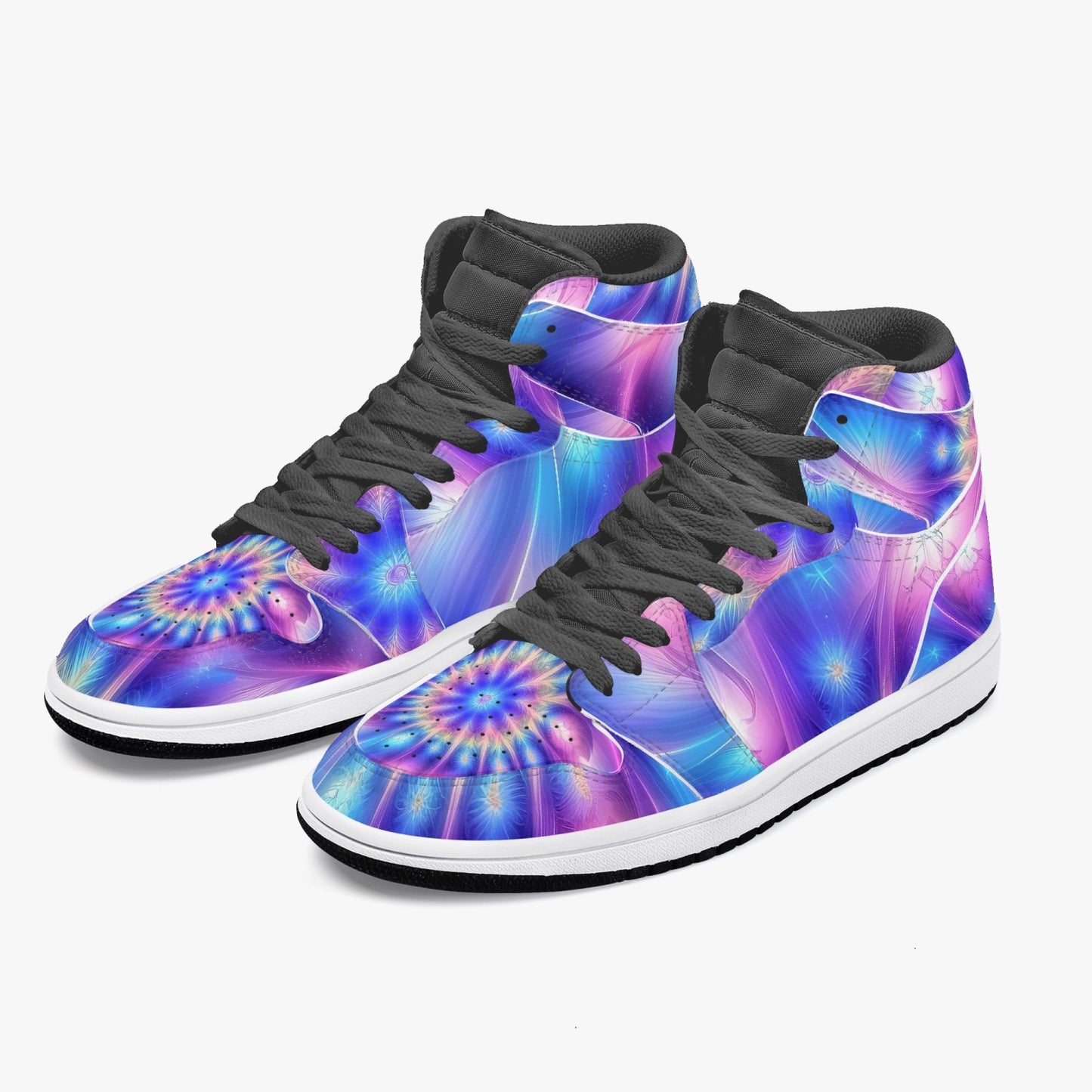 Ascension Tie-Dye AJ1 Black High-Top Leather Sneakers