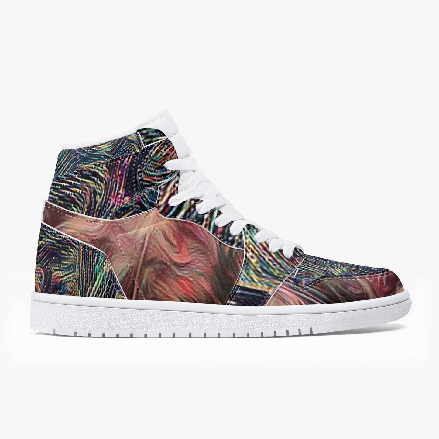 Psychedelic Trees High-Top Leather Sneakers - White