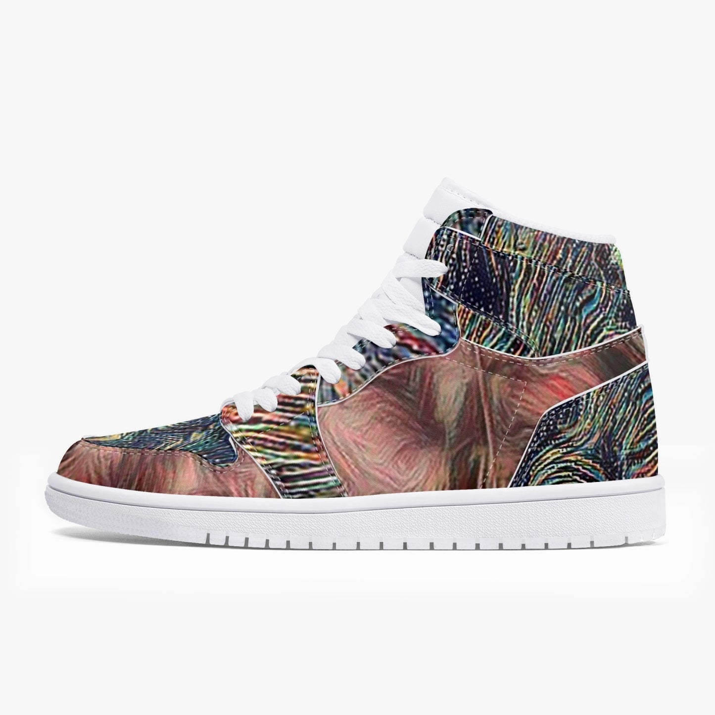 Psychedelic Trees High-Top Leather Sneakers - White