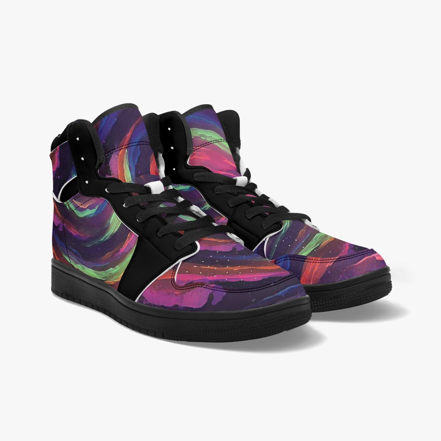 Galactic Whirlpool Black-sole AJ High Top Sneakers