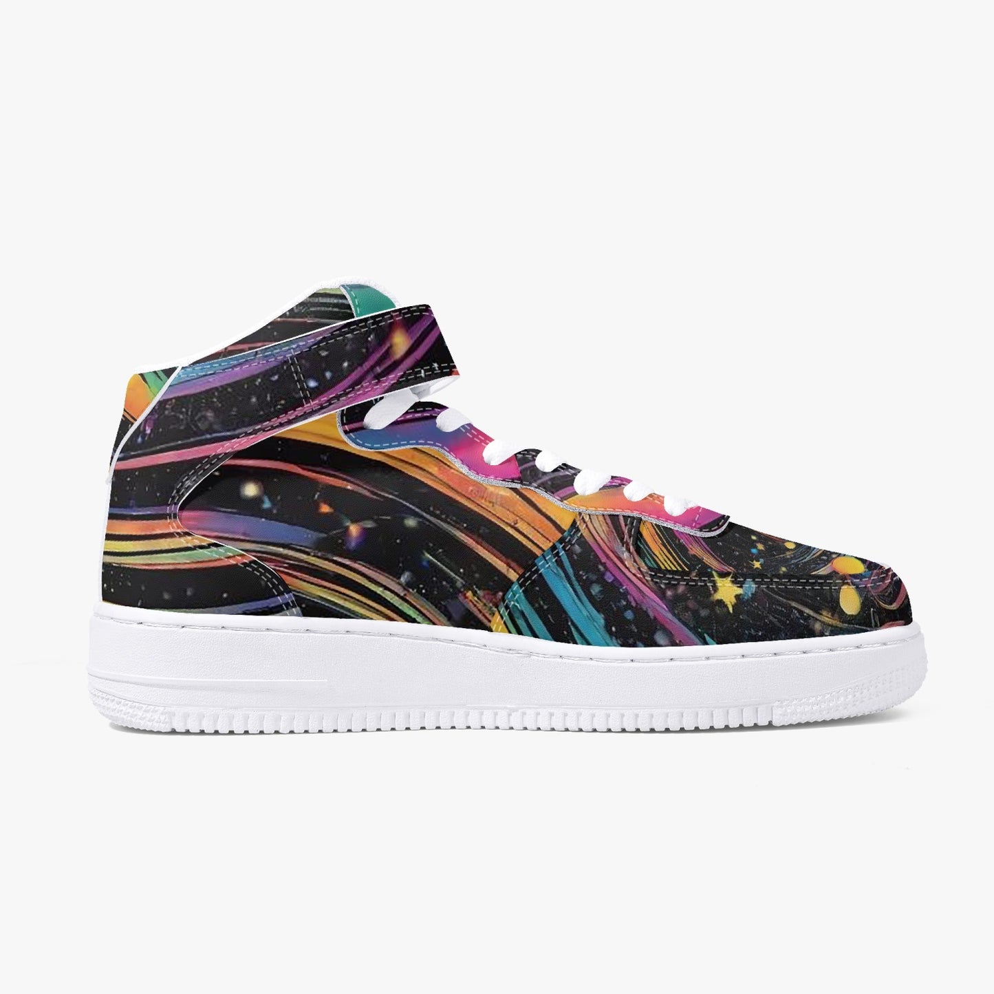 Psychedelic Space AF1 High-Top Leather Sports Sneakers