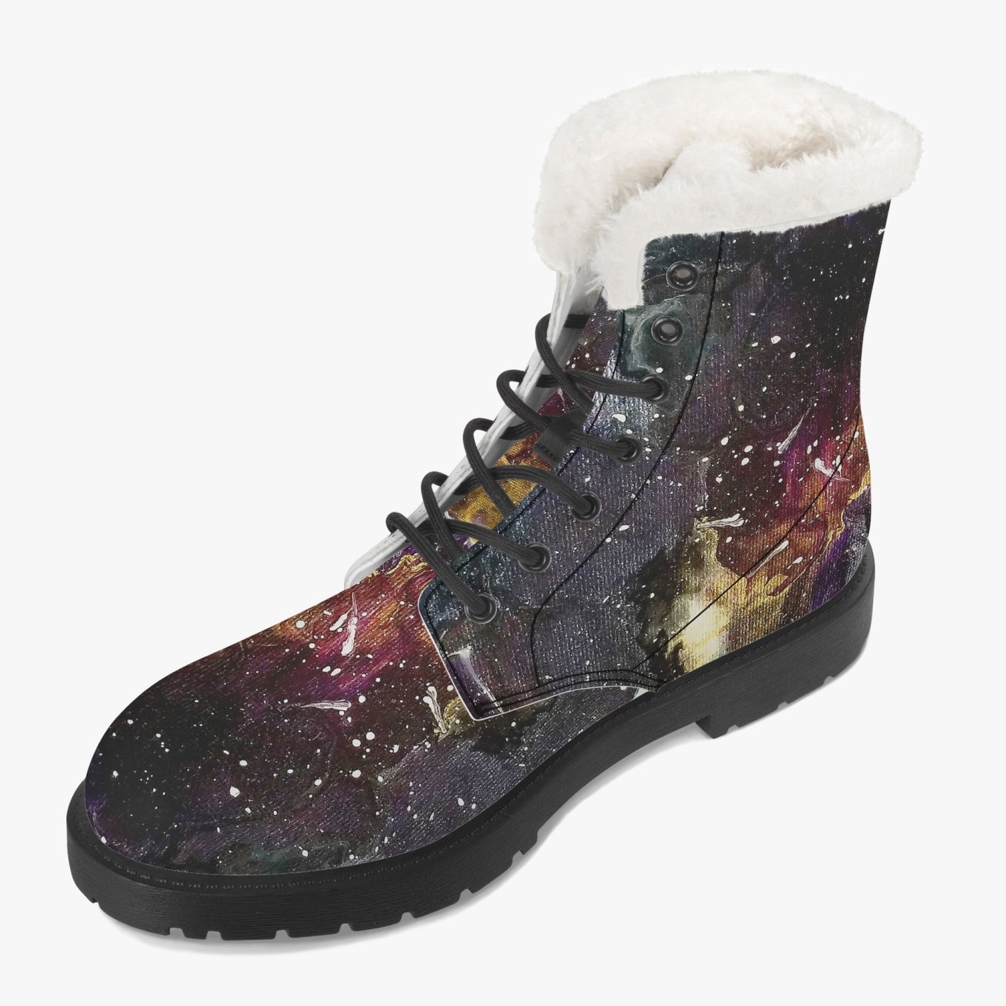 Galactic Clouds Faux Fur Leather Boots