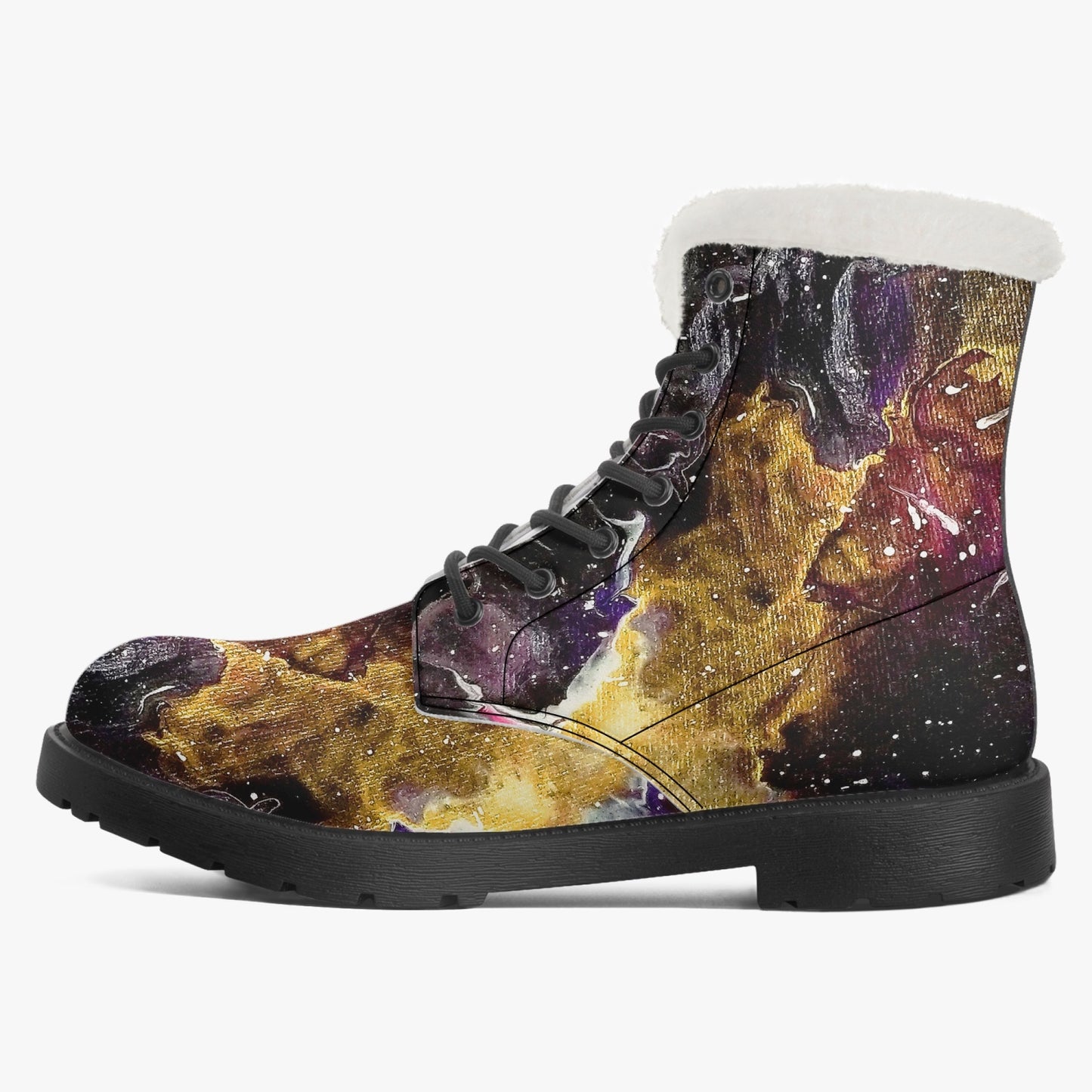 Galactic Clouds Faux Fur Leather Boots