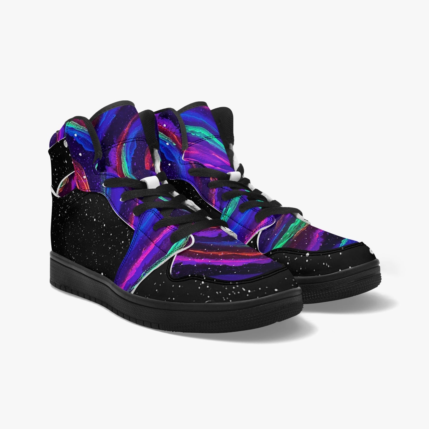 Galactic Whirlpool Black-sole AJ High Top Sneakers