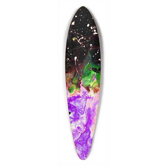 Glow in the Dark Galactic Fire Purple Custom Pintail Longboard