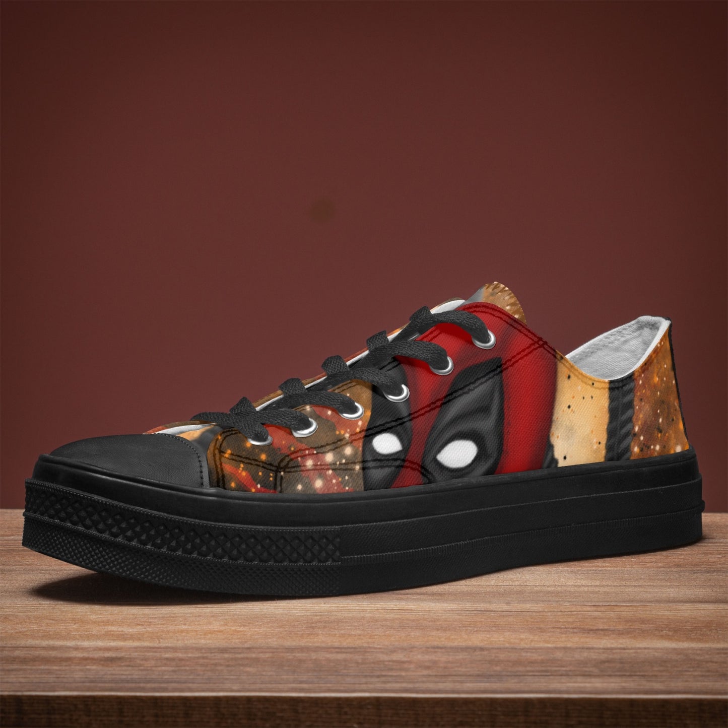 Deadpool  Low Top Canvas Shoes - Black Sole