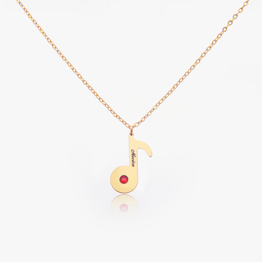 Music Note and Birthstone Necklace- 925 Sliver