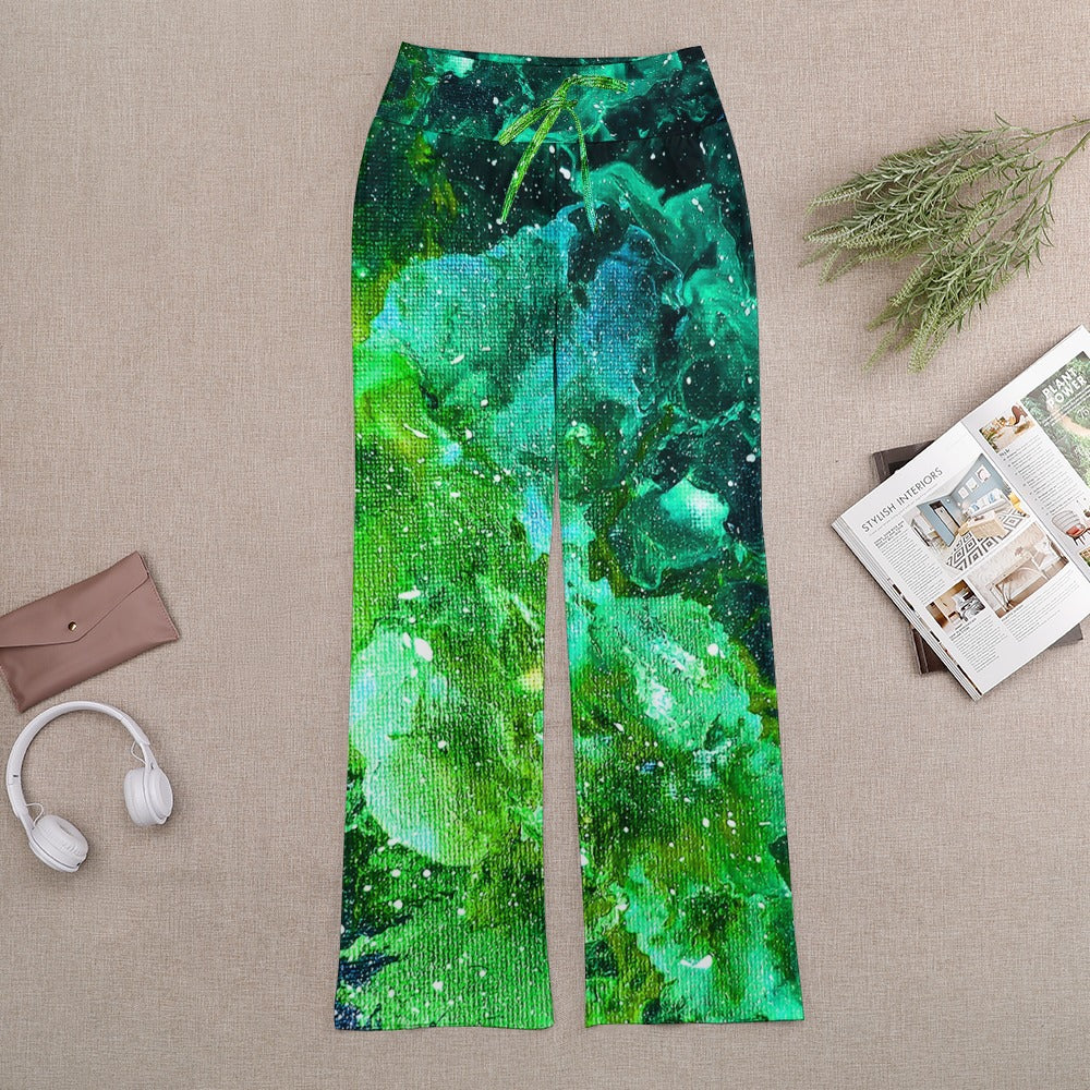 Galactic Love Green Straight Lace-Up Yoga Pants