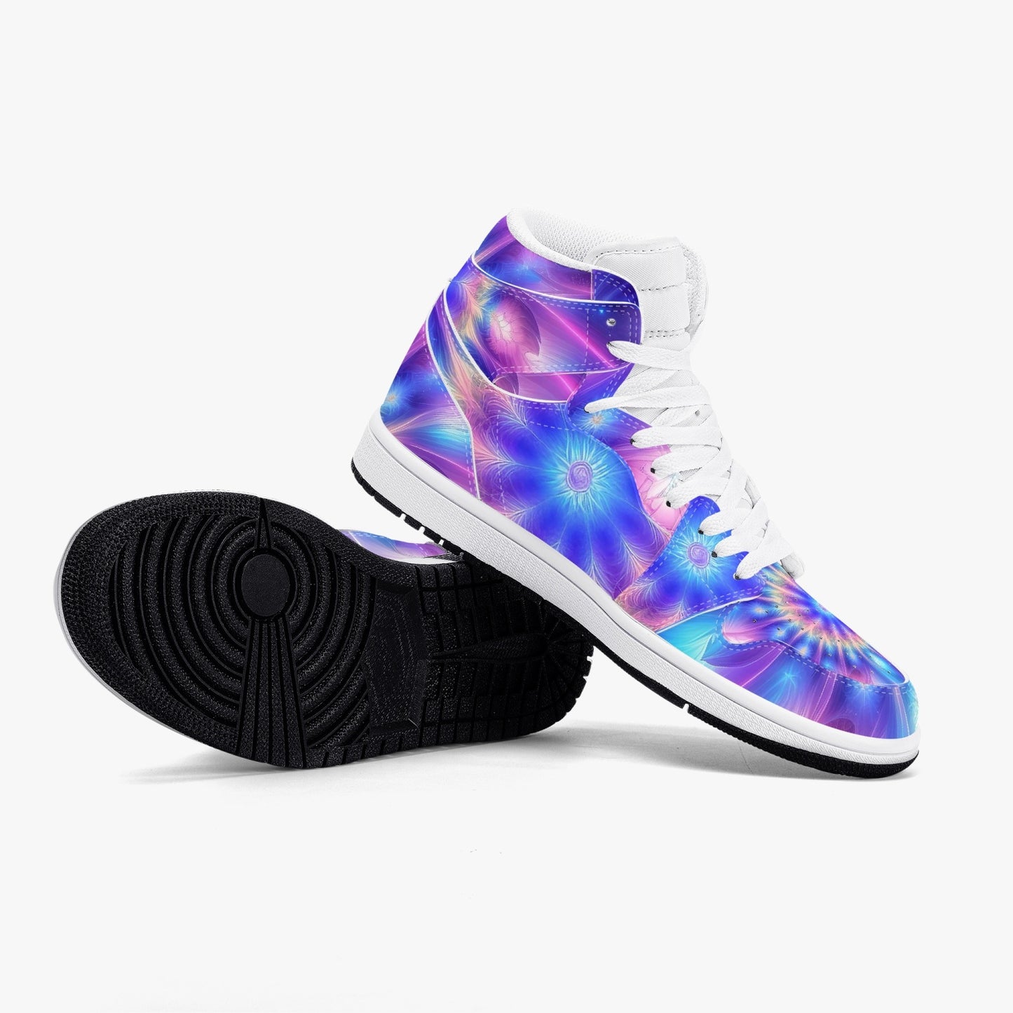 Ascension Tie-Dye AJ1 Black High-Top Leather Sneakers