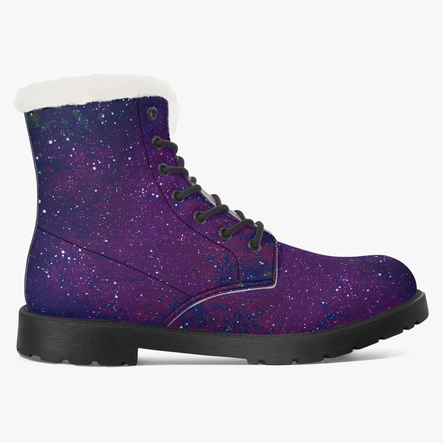 Galactic Atmosphere Purple Faux Fur Leather Boots