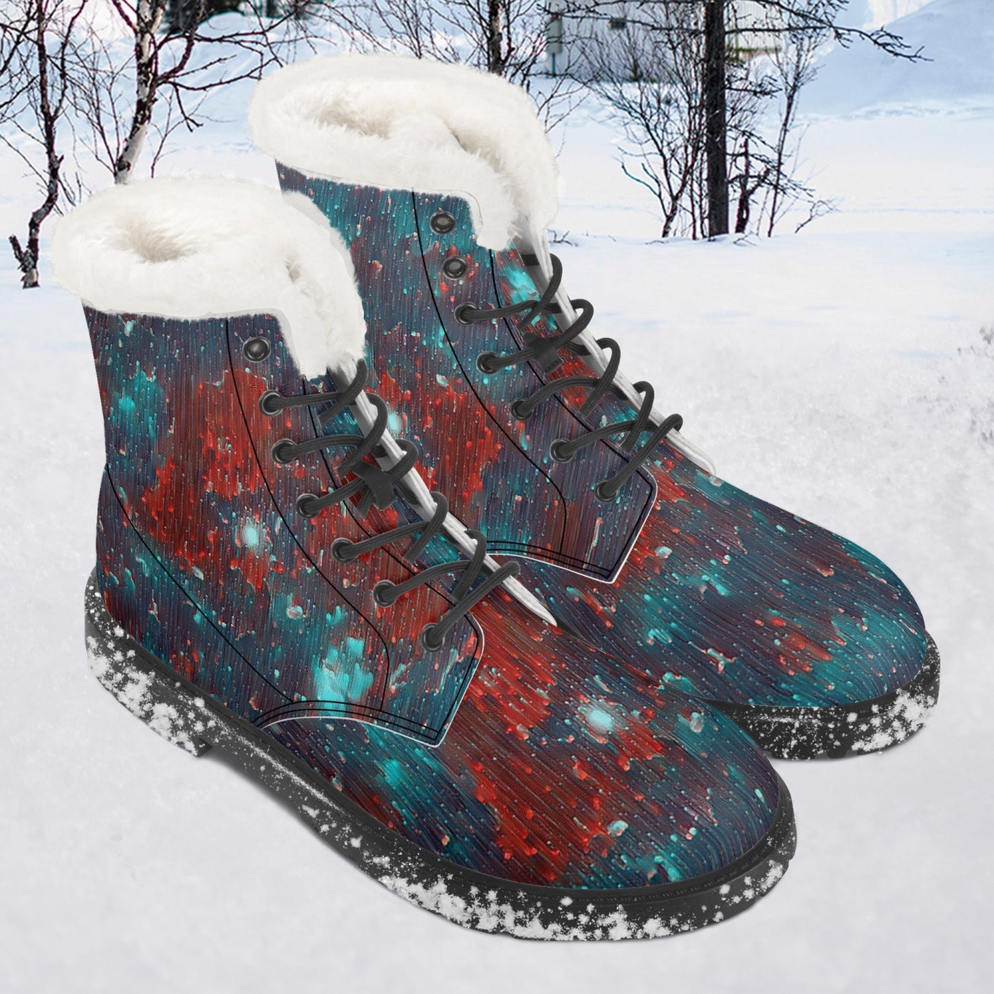 Meteor Shower Faux Fur Leather Boots