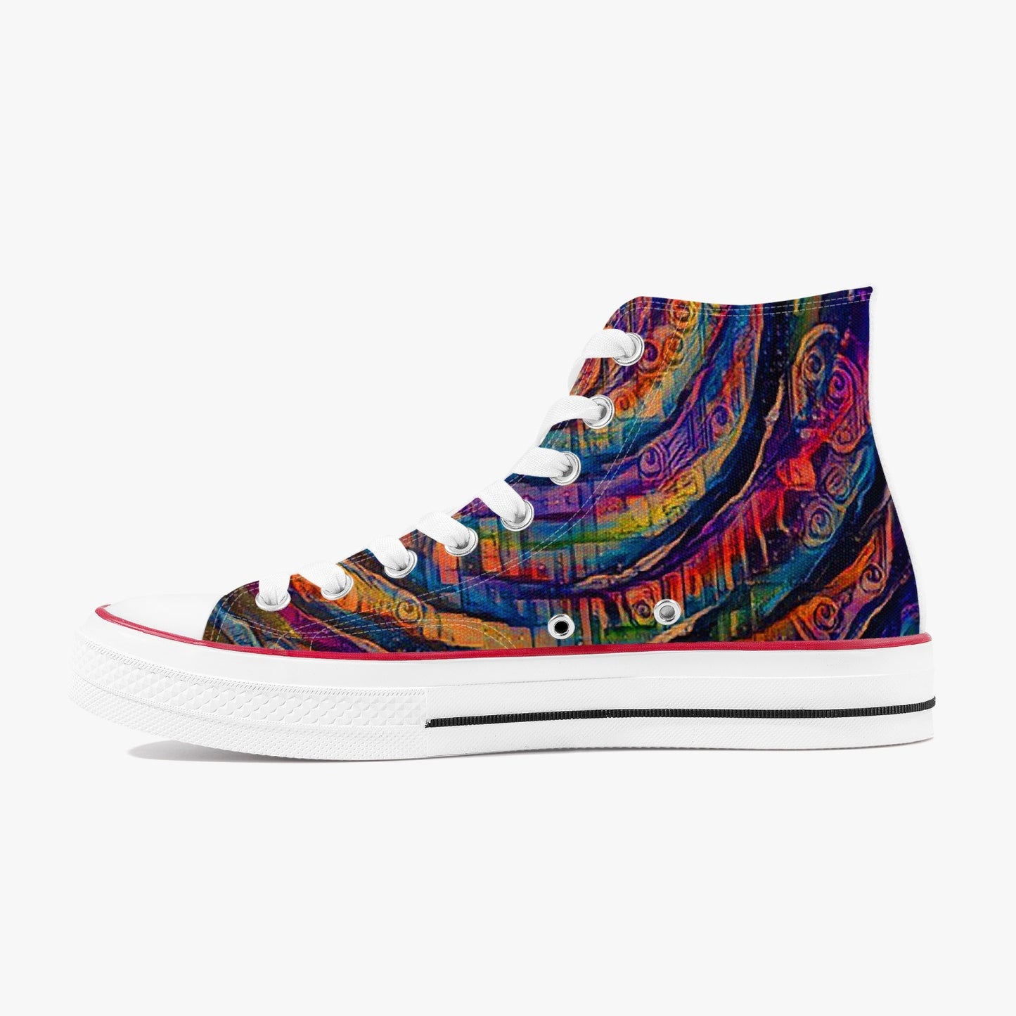 Galactic Rabbit Hole Rainbow High-Top Canvas Shoes - White