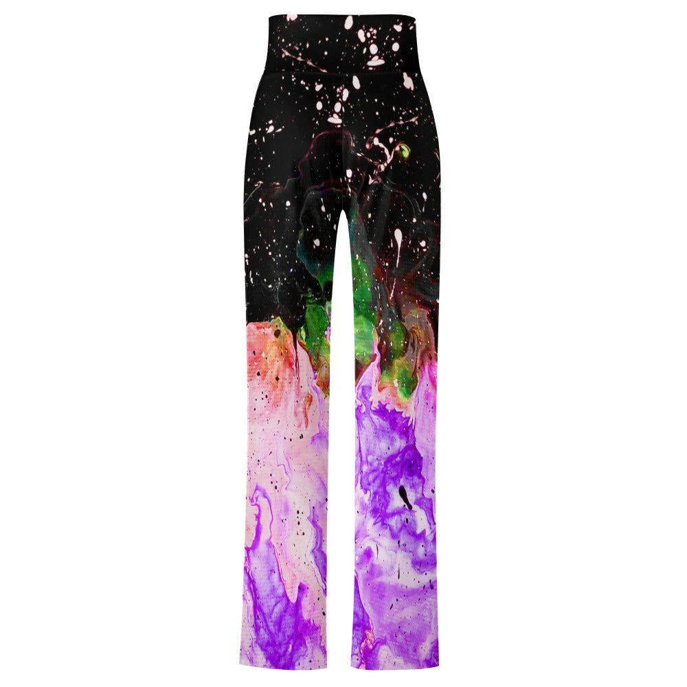 Galactic Fire  Purple Straight Lace-Up Yoga Pants