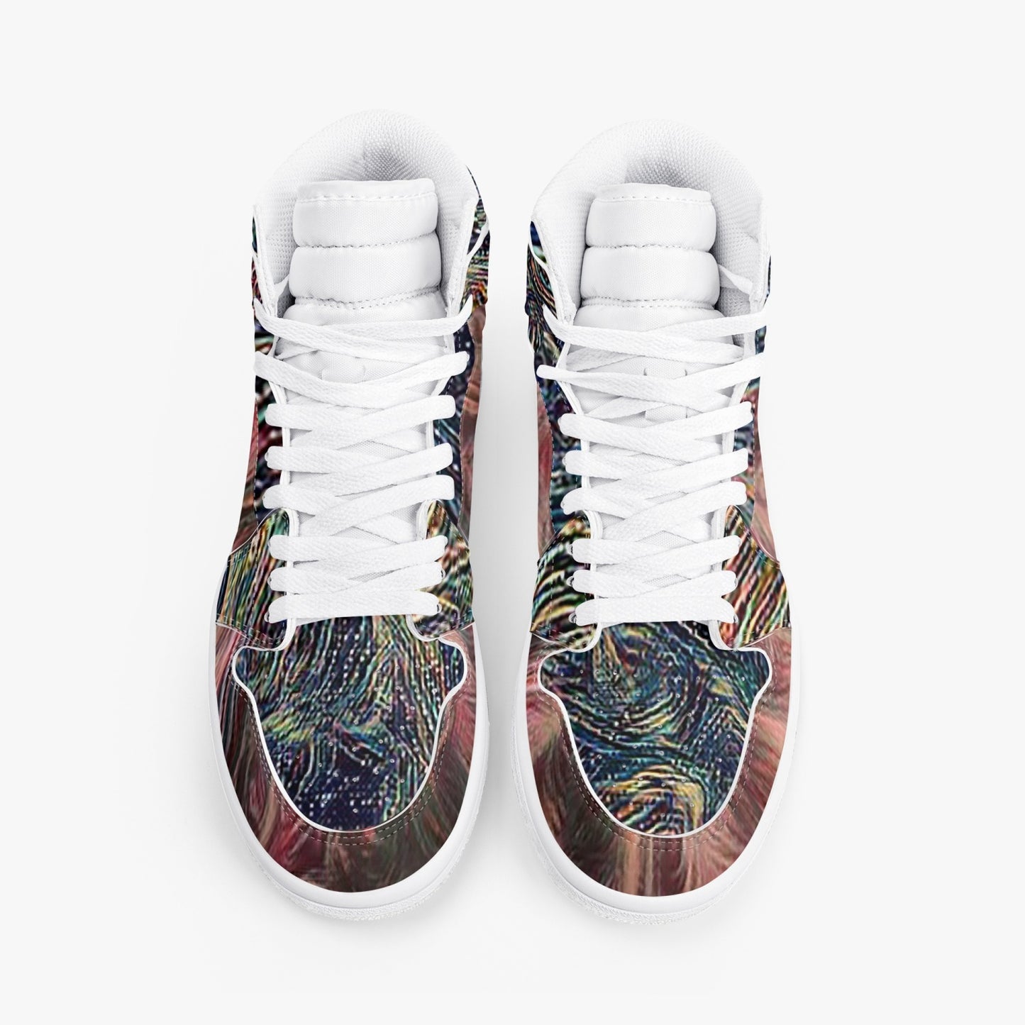 Psychedelic Trees High-Top Leather Sneakers - White