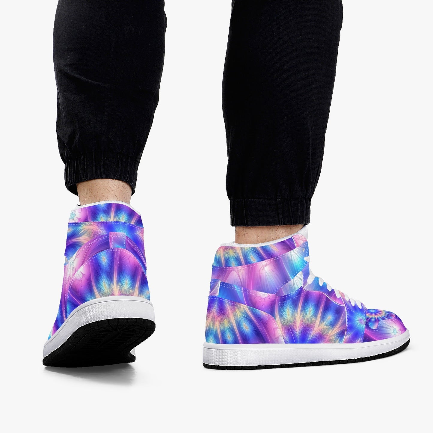 Ascension Tie-Dye AJ1 Black High-Top Leather Sneakers