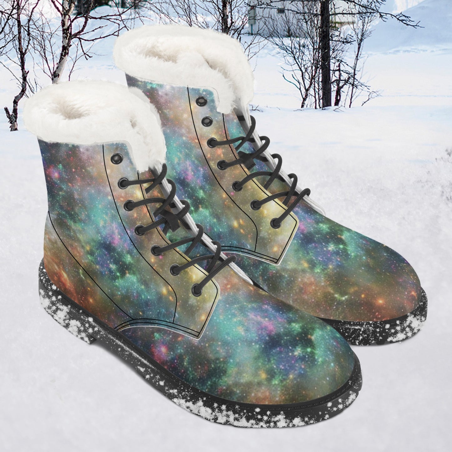 Universe Faux Fur Leather Boots