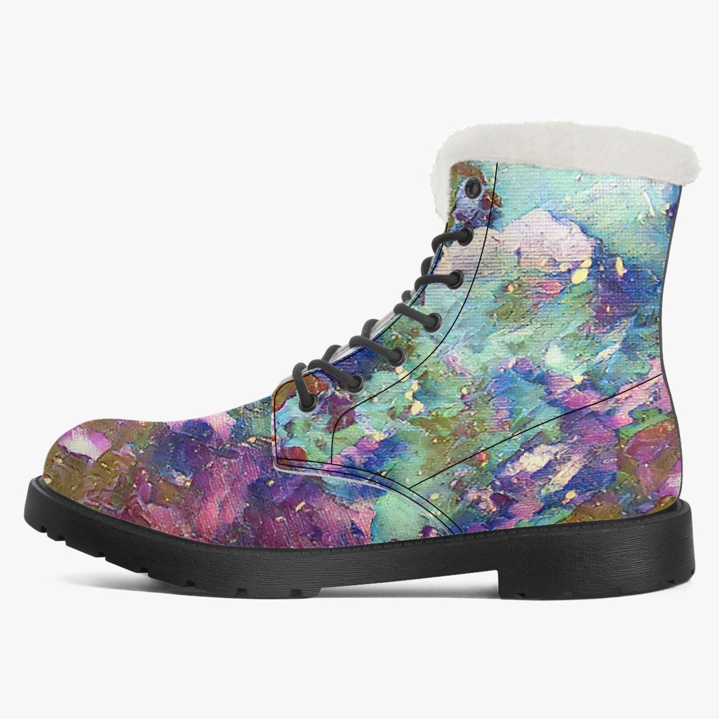 Galactic Snow Storm Faux Fur Leather Boots