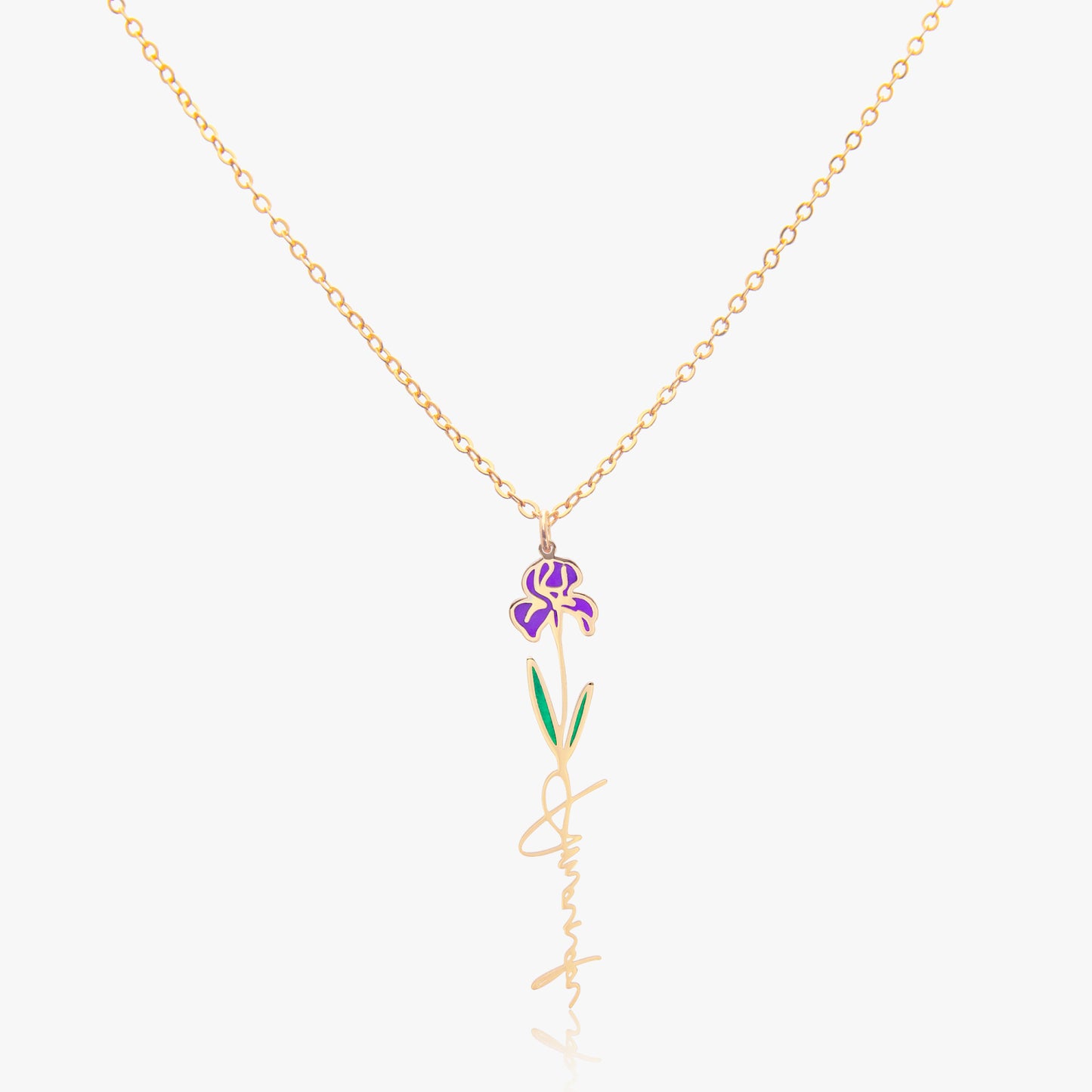 Name and Birth Flower Necklace- 925 Silver