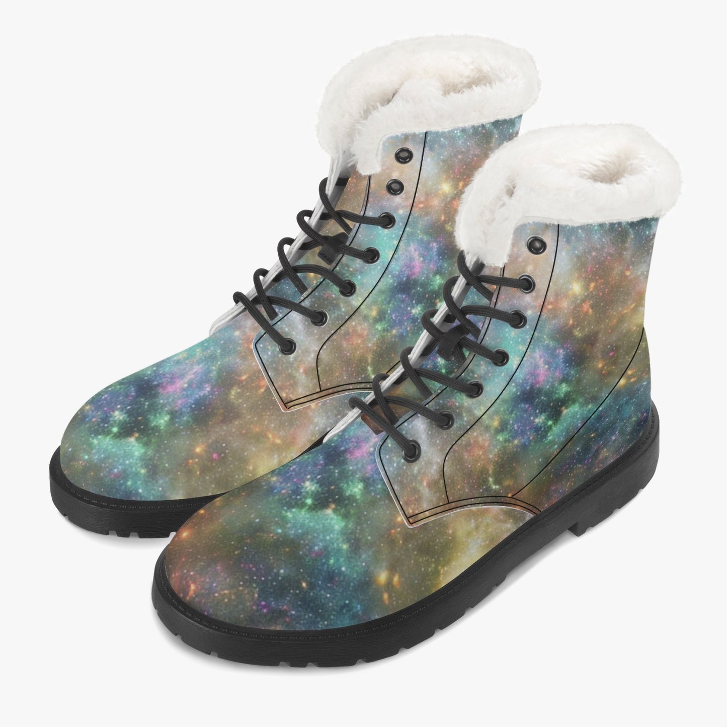 Universe Faux Fur Leather Boots